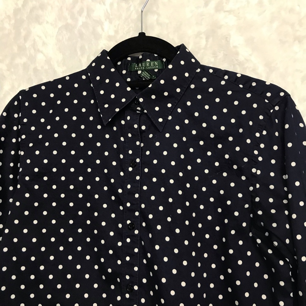 ❌SOLD❌Lauren Ralph Lauren Navy Blue Polka Dotted - Picture 2 of 4